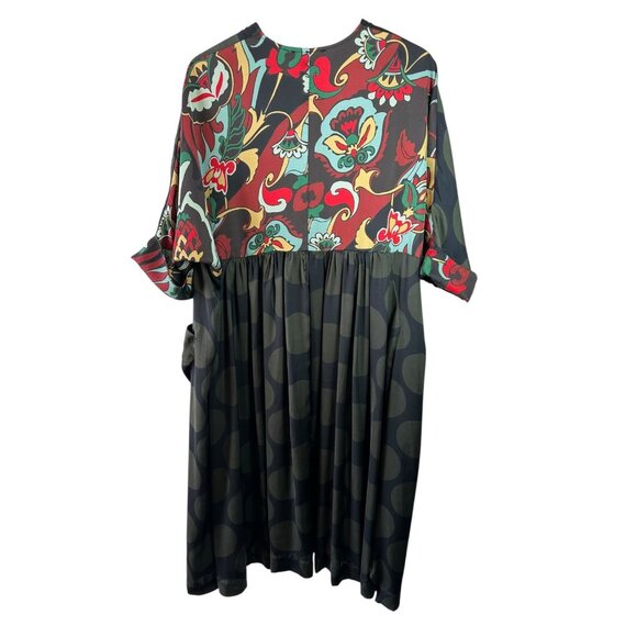 Alembika Black & Olive Polka Dot Mixed Print Oversized Midi Dress Size M - Picture 4 of 8